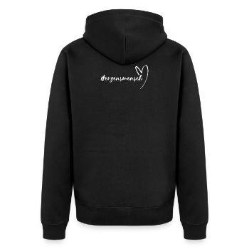 Herzensmensch Liebe Freundschaft - Unisex Premium Bio Zip Hoodie - Schwarz - Hinten - Nico (187cm)
