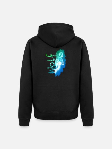 wolf - Unisex Premium Organic Zip Hoodie - black