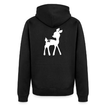 Fawn knows - Unisex Premium Organic Zip Hoodie - black - Back - Nico (187cm)