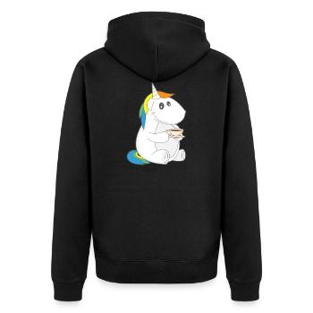 Unicorn coffee drink chill relaxing gift - Unisex Premium Organic Zip Hoodie - black - Back - Nico (187cm)