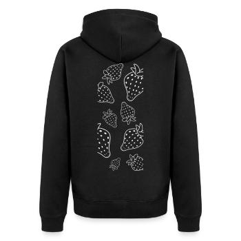Erdbeere Erdbeeren - Unisex Premium Bio Zip Hoodie - Schwarz - Hinten - Nico (187cm)