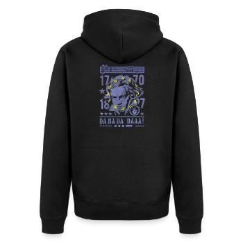 Beethoven Europa Design - Unisex Premium Bio Zip Hoodie - Schwarz - Hinten - Nico (187cm)