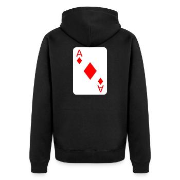 Karo Poker Spielkarte Kostüm - Unisex Premium Bio Zip Hoodie - Schwarz - Hinten - Nico (187cm)