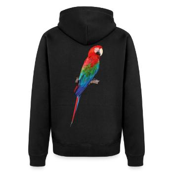 Grünflügelaras - Unisex Premium Bio Zip Hoodie - Schwarz - Hinten - Nico (187cm)