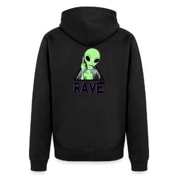 Rave Alien - Unisex Premium Bio Zip Hoodie - Schwarz - Hinten - Nico (187cm)
