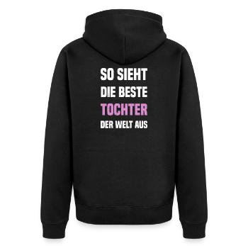 So sieht die beste Tochter der Welt aus - Unisex Premium Bio Zip Hoodie - Schwarz - Hinten - Nico (187cm)