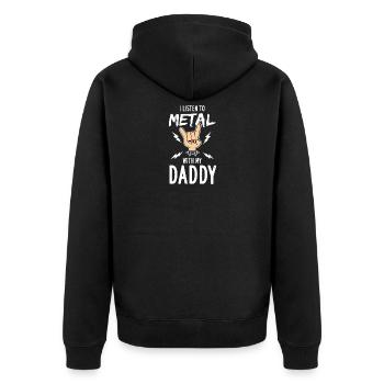 J'écoute du métal avec mon papa - Veste à capuche bio Premium Unisexe - noir - Dos - Nico (187cm)