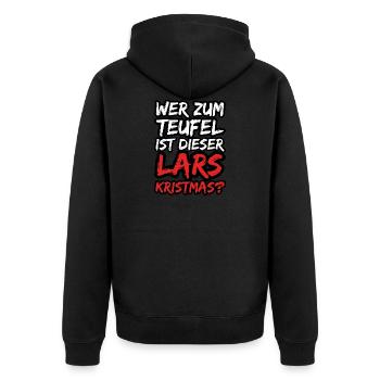 Lars Kristmas - Unisex Premium Bio Zip Hoodie - Schwarz - Hinten - Nico (187cm)