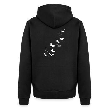 Schmetterlinge Frei Warm Frühling - Unisex Premium Bio Zip Hoodie - Schwarz - Hinten - Nico (187cm)