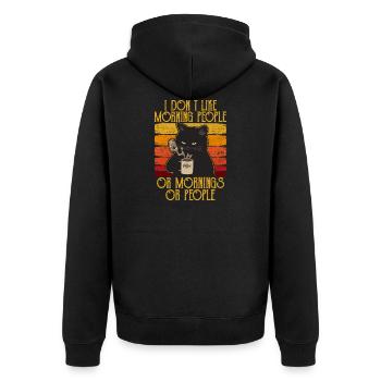 i dont like morning people cat coffee cat - Unisex Premium Organic Zip Hoodie - black - Back - Nico (187cm)
