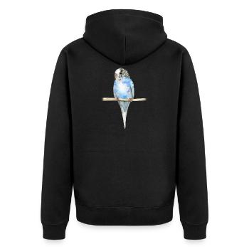 Blau gefleckt budgerigar Aquarell - Unisex Premium Bio Zip Hoodie - Schwarz - Hinten - Nico (187cm)