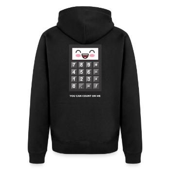 YOU CAN COUNT ON ME!!! CALCULATOR SPEECH - Unisex Premium Organic Zip Hoodie - black - Back - Nico (187cm)