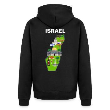 Israel - Unisex Premium Bio Zip Hoodie - Schwarz - Hinten - Nico (187cm)