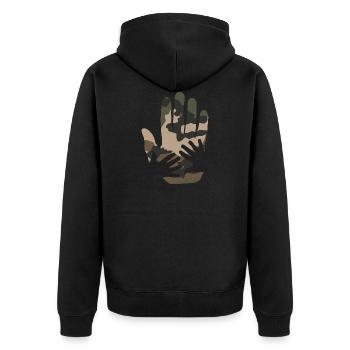 camo Hände Französisch Armee Muster - Unisex Premium Bio Zip Hoodie - Schwarz - Hinten - Nico (187cm)