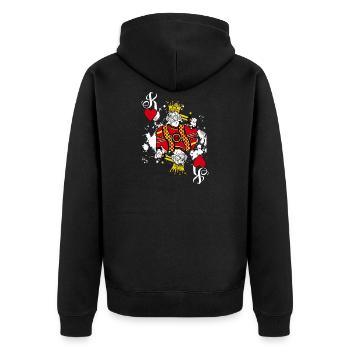 Herzkönig Spielkarte Halloween Kostüm - Unisex Premium Bio Zip Hoodie - Schwarz - Hinten - Nico (187cm)