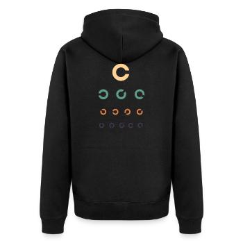 Sehtest Augenoptiker - Unisex Premium Bio Zip Hoodie - Schwarz - Hinten - Nico (187cm)