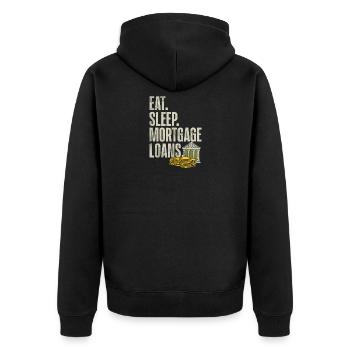 Eat Sleep Mortgage Loans - Unisex Premium Bio Zip Hoodie - Schwarz - Hinten - Nico (187cm)