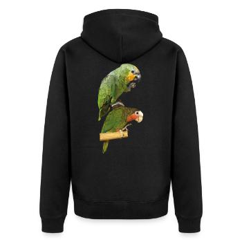 Papageien - Unisex Premium Bio Zip Hoodie - Schwarz - Hinten - Nico (187cm)