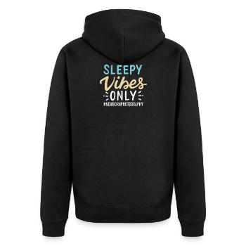 Sleepy Vibes Only - Unisex Premium Organic Zip Hoodie - black - Back - Nico (187cm)