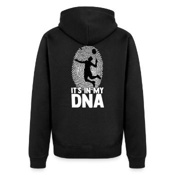 Proud Badminton Playing It's in My DN - Unisex Premium Organic Zip Hoodie - black - Back - Nico (187cm)