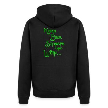 Korn Bier Schnaps - Unisex Premium Bio Zip Hoodie - Schwarz - Hinten - Nico (187cm)