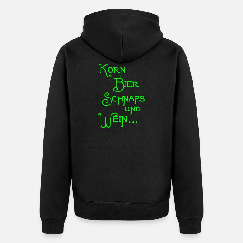 Korn Bier Schnaps - Unisex Premium Bio Zip Hoodie - Schwarz