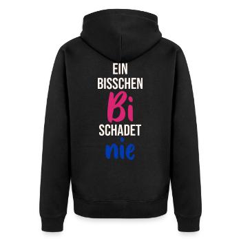 Ein bisschen Bi schadet nue Pansex Spruch Farben - Unisex Premium Bio Zip Hoodie - Schwarz - Hinten - Nico (187cm)
