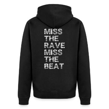 rave - Unisex Premium Organic Zip Hoodie - black - Back - Nico (187cm)