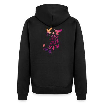 tauben,taube,vögel,vogelschwarm,bunt,graffiti, - Unisex Premium Bio Zip Hoodie - Schwarz - Hinten - Nico (187cm)