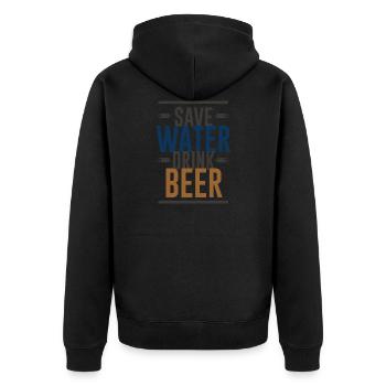 Brauerei Brauerei Brauerei - Unisex Premium Bio Zip Hoodie - Schwarz - Hinten - Nico (187cm)
