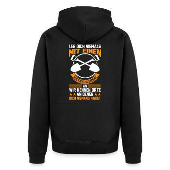 Estrichleger Estrich Baustellen - Unisex Premium Bio Zip Hoodie - Schwarz - Hinten - Nico (187cm)