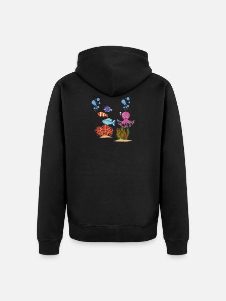 Meeresbewohner Kraken Unterwasserwelt Oktopus - Unisex Premium Bio Zip Hoodie - Schwarz