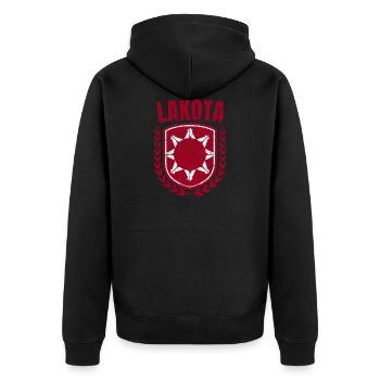 Lakota - Unisex Premium Organic Zip Hoodie - black - Back - Nico (187cm)