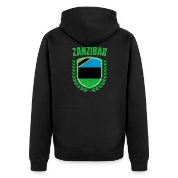 blockedTitle - Unisex Premium Organic Zip Hoodie - black - Back - Nico (187cm)