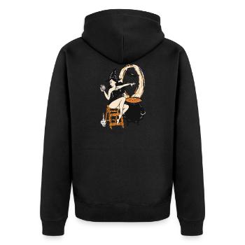 Halloween Witch Pin Up Vintage Retro - Unisex Premium Organic Zip Hoodie - black - Back - Nico (187cm)