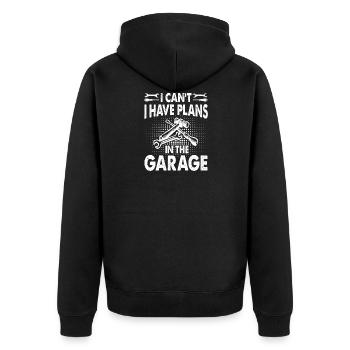 Pläne in der Garage Automechaniker Motorsport - Unisex Premium Bio Zip Hoodie - Schwarz - Hinten - Nico (187cm)
