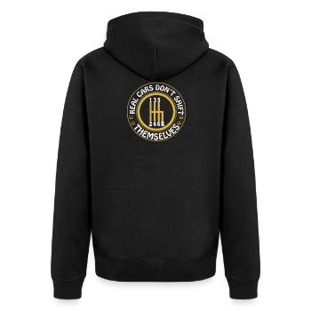 Real Cars Don't Shift Themselves Racing Mechanic - Unisex Premium Organic Zip Hoodie - black - Back - Nico (187cm)