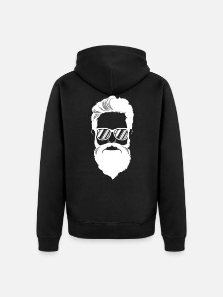 hipster head beard cool - Unisex Premium Organic Zip Hoodie - black