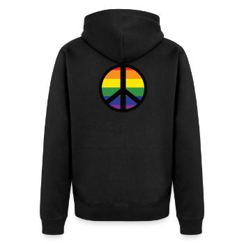 Friedenszeichen Peace LGBT - Unisex Premium Bio Zip Hoodie - Schwarz - Hinten - Nico (187cm)