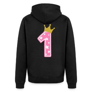 1 Krone 1. Geburtstag 1 Jahr - Unisex Premium Bio Zip Hoodie - Schwarz - Hinten - Nico (187cm)