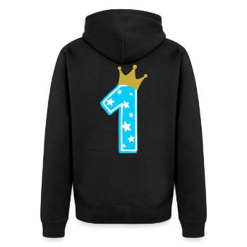 1 Krone 1. Geburtstag 1 Jahr - Unisex Premium Bio Zip Hoodie - Schwarz - Hinten - Nico (187cm)