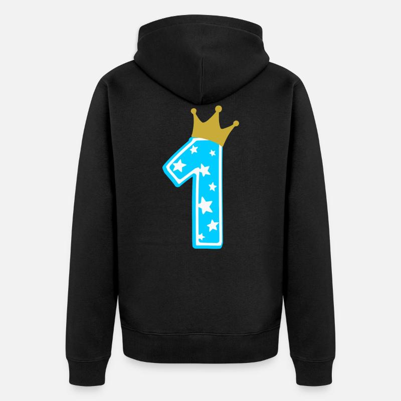 1 couronne 1er anniversaire 1 an - Veste à capuche bio Premium Unisexe - noir
