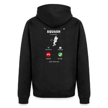 Squash is calling - Unisex Premium Organic Zip Hoodie - black - Back - Nico (187cm)