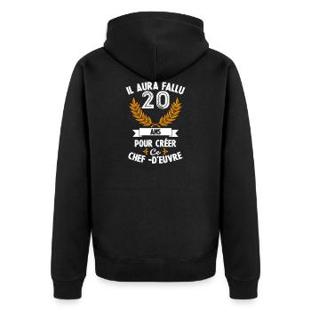 20 ans anniversaire 20 anniversaire cadeau 20 ans - Veste à capuche bio Premium Unisexe - noir - Dos - Nico (187cm)