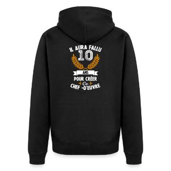 10 ans anniversaire 10 anniversaire cadeau 10 ans - Veste à capuche bio Premium Unisexe - noir - Dos - Nico (187cm)