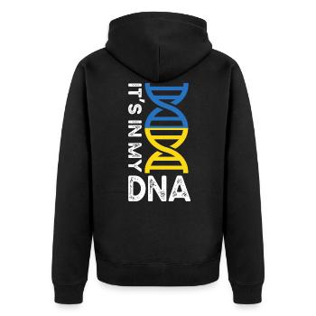 Ukraine - Unisex Premium Bio Zip Hoodie - Schwarz - Hinten - Nico (187cm)
