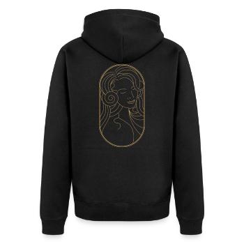 Beauty Artdeco Digital Art Prints - Sammlerstücke - Unisex Premium Bio Zip Hoodie - Schwarz - Hinten - Nico (187cm)