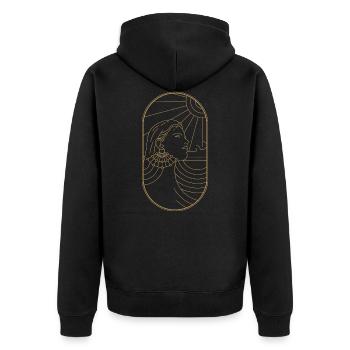 Beauty Artdeco Digital Art Prints - Sammlerstücke - Unisex Premium Bio Zip Hoodie - Schwarz - Hinten - Nico (187cm)