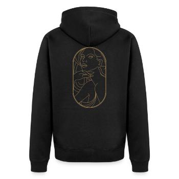 Beauty Artdeco Digital Art Prints - Sammlerstücke - Unisex Premium Bio Zip Hoodie - Schwarz - Hinten - Nico (187cm)