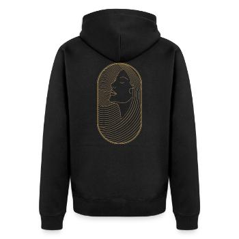Beauty Artdeco Digital Art Prints - Sammlerstücke - Unisex Premium Bio Zip Hoodie - Schwarz - Hinten - Nico (187cm)